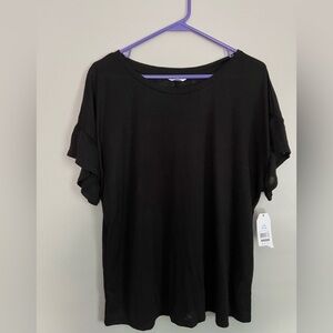NWT Time and Tru relaxed fit top with flutter ruffle sleeves. Size Large.